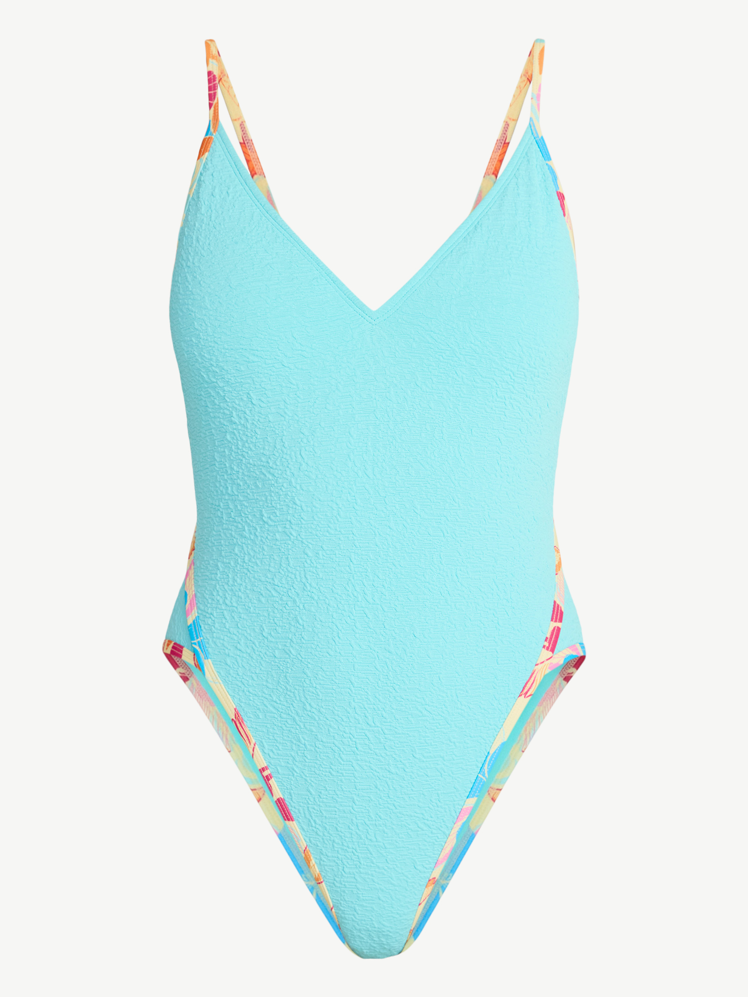 No Boundaries Bright Palms Binded One-Piece Swimsuit, Women's XXS-XXL