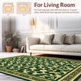 thumbnail image 2 of ODIKA 6'x9' Machine Washable Non-Slip Area Rug, Classic Ornamental Lattice with Intertwined Leaf and Vine Details High Traffic Rug, Green, 252462, 2 of 7