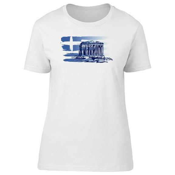 Greece Flag Athens Sketch Tee Men's -Image by Shutterstock