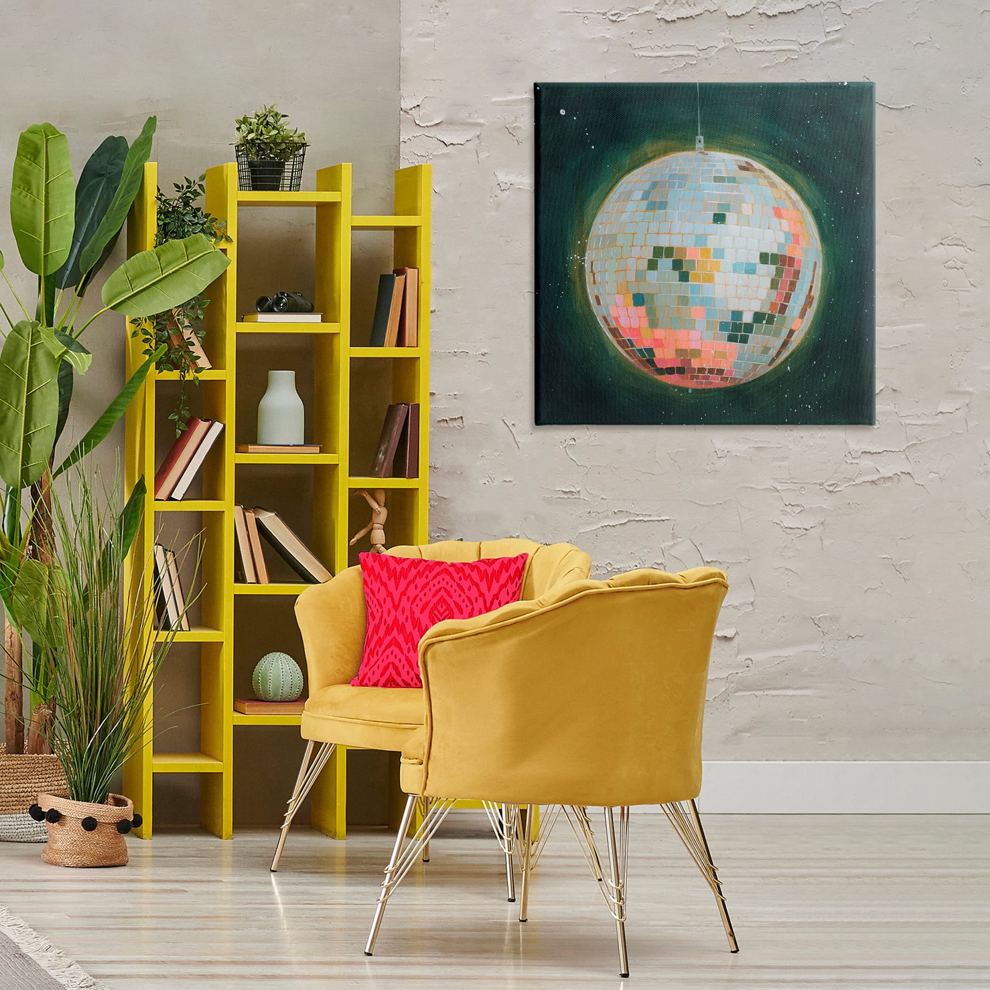 Stupell Industries Pastel Disco Ball Entertainment Painting Wrapped Canvas Art Print Wall Art, 30 x 30