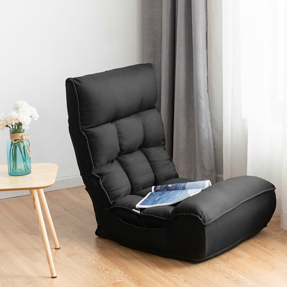 YYAo Floor Gaming Chair, Recliner,Meditation Floor Chair,4-Position Adjustable Floor Chair Folding Lazy Sofa-Black