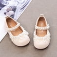 thumbnail image 5 of Viluyesy Girls’ Spring Summer Mary Jane Shoes – Pearl-Embellished Floral Bowknot Dress Shoes for Formal, Party, and Everyday Wear Beige Size 10.5, 5 of 8