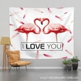 thumbnail image 1 of Papel pintado colgante de pared de estilo nórdico digno de Instagram para dormitorios, con diseños de parejas de flamencos, tela fina cepillada, 200 x 150 cm., 1 of 3