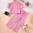 thumbnail image 2 of VNKIDY Girls Summer 2 Piece Outfits Sets Casual Knit Tops And Long Pants Toddler Girls Clothing Soft Comfortable Playwear Daily Wear Soft, 2 of 9