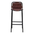 thumbnail image 5 of 31 Inch Bar Height Chair Brown Genuine Leather Upholstery Black Iron Metal Frame - Saltoro Sherpi, 5 of 7