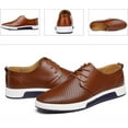 thumbnail image 4 of Santimon Breathable Leather Shoes Men Casual Shoes Non-Slip Sneakers Brown 7.5 US, 4 of 5