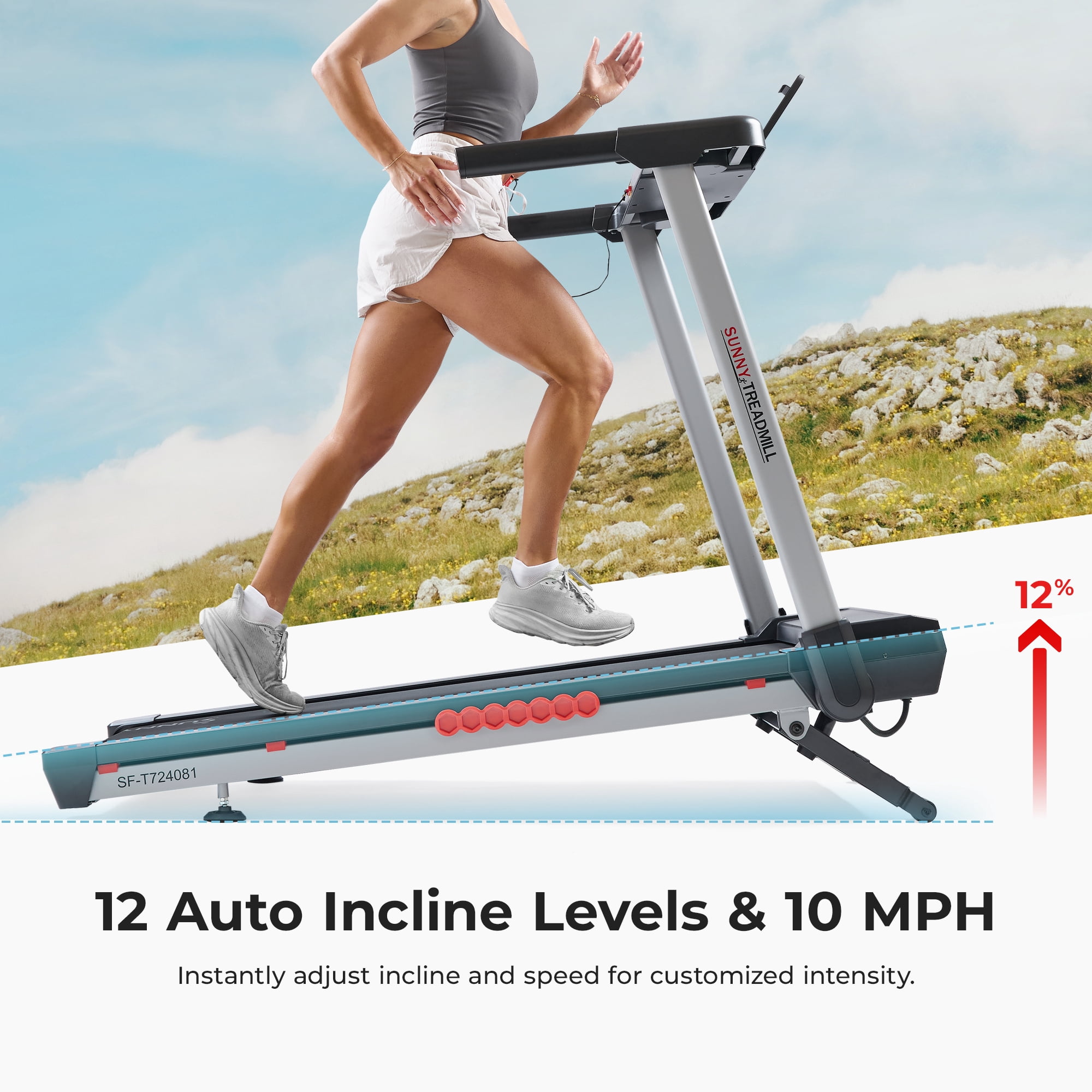 Sunny Health & Fitness Pace 500 Smart Auto Incline Treadmill - SF-T724081