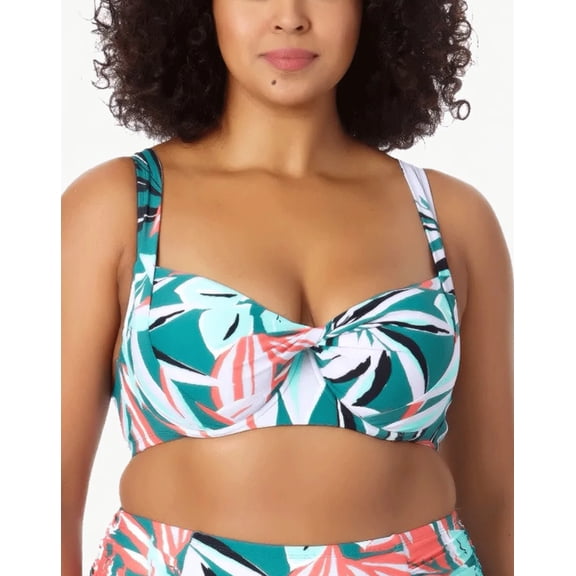 Anne Cole MULTI Zesty Tropical Retro Twist Underwire Bikini Swim Top, US 18W