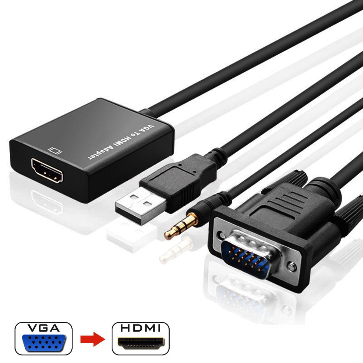 VGA to HDMI Output, VIPUS HD 1080p TV AV HDTV Video Cable Converter Adapter Plug and Play with
