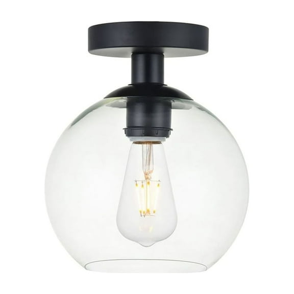 Indoor Modern Home Decor Bright Baxter 1 Light Black Flush Mount With Clear Glass