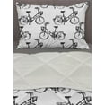 thumbnail image 3 of Sketch Comforter & Sham Bedding Set, Monochrome Style Drawings of Bicycles Two-wheel Items for Fun Activities, 3 pcs Duvet Set Microfiber Filling Quilt, 5 Sizes, Charcoal Grey White, by Ambesonne, 3 of 4