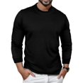 thumbnail image 2 of POINTERTECK Male Plaid Round Neck Long Sleeve T Shirt Plus Size Solid Color Top, 2 of 6