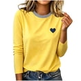 thumbnail image 2 of Zormilly Long Sleeve Shirts for Women Striped Crew Neck Casual Plus Size Blouses Heart Printed Fashion Loose Fall Outfits, S-5XL, 2 of 6