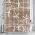 thumbnail image 2 of Sea Stars Bathroom Shower Curtain, Summer Beach Sea Stars Brown Texture Waterproof Washable Soft Bath Curtain for Bathtub Decor with 12 Hooks&Grommet, 60x72 Inch, 2 of 9