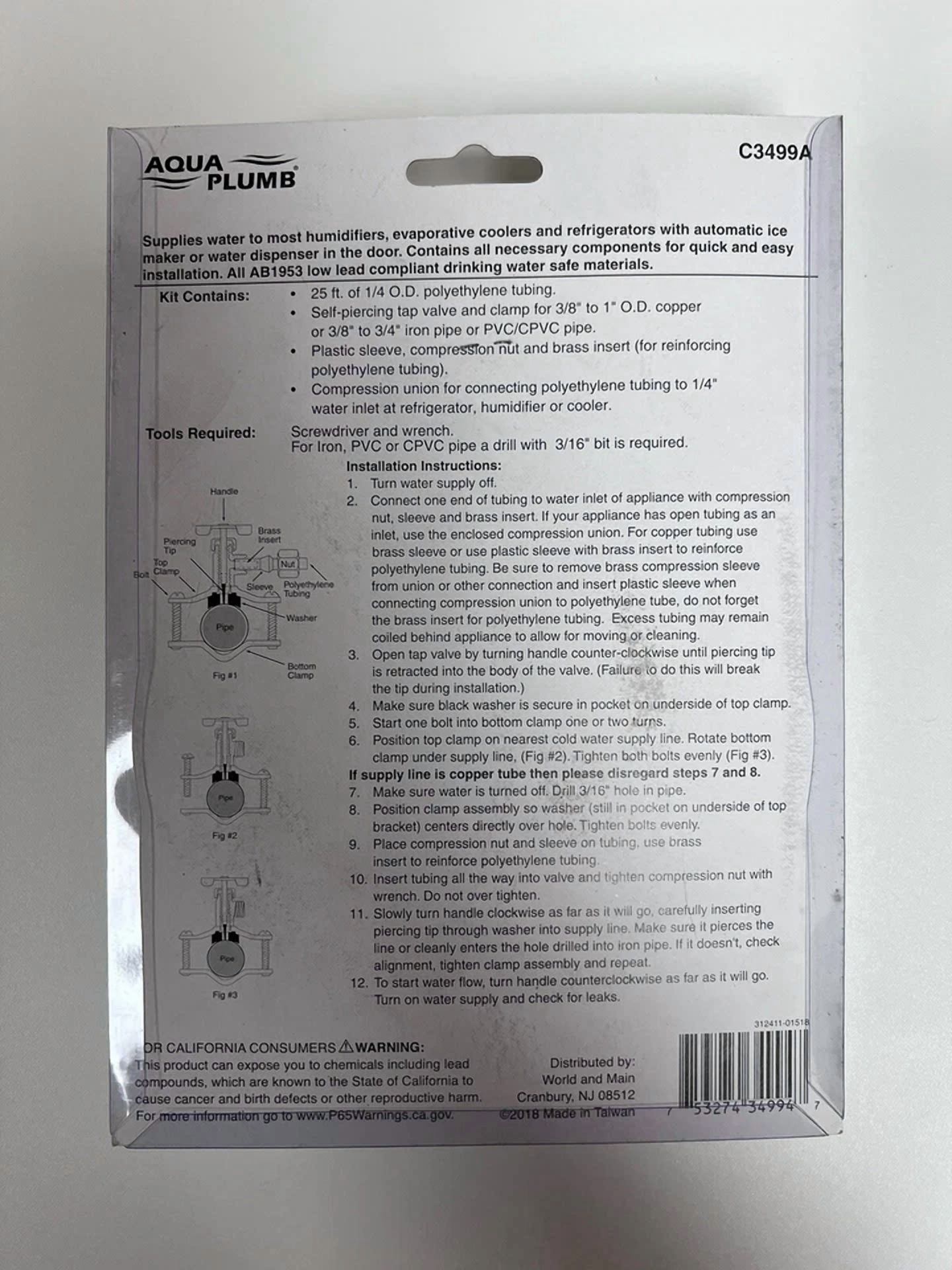 Aqua Plumb C3499A - 25Ft Ice Maker Kit