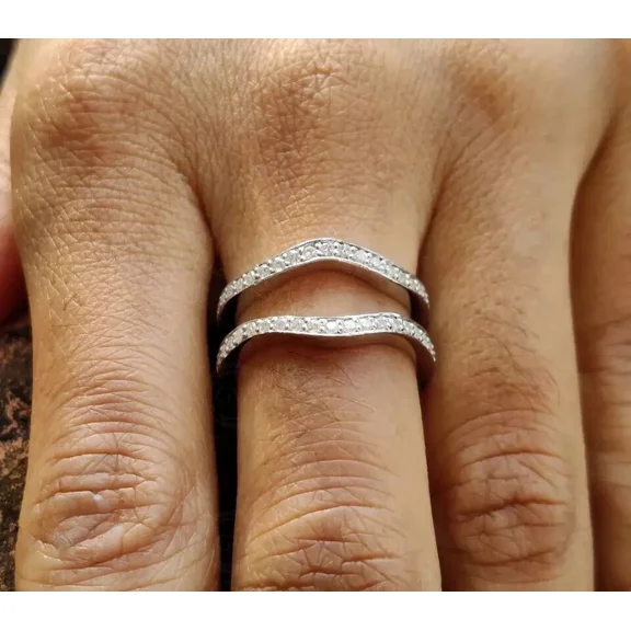 Enhancer Guard Wedding Band Ring 2Ct Round Cut Simulated Diamond 14K White Gold Plated 925 Sterling Silver For Her