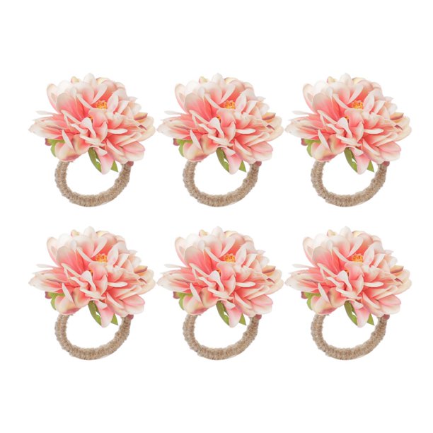 Billuyoard 6 servilleteros con hebilla de toalla en forma de flor para decoración navideña de Acción de Gracias, champán Mostrada Rosa