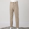 thumbnail image 5 of FINALGANG Mens Solid Color Pleated Slim Fit Chino Pants Mid Waisted Button Closure Casual Trousers For Business Casual Daily Wear Comfortable Bottoms, 5 of 9