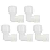 Uxcell Water Purifier Elbow Quick Connector 3/8" NPT Male x 1/4" OD Tube, White 5 Pcs