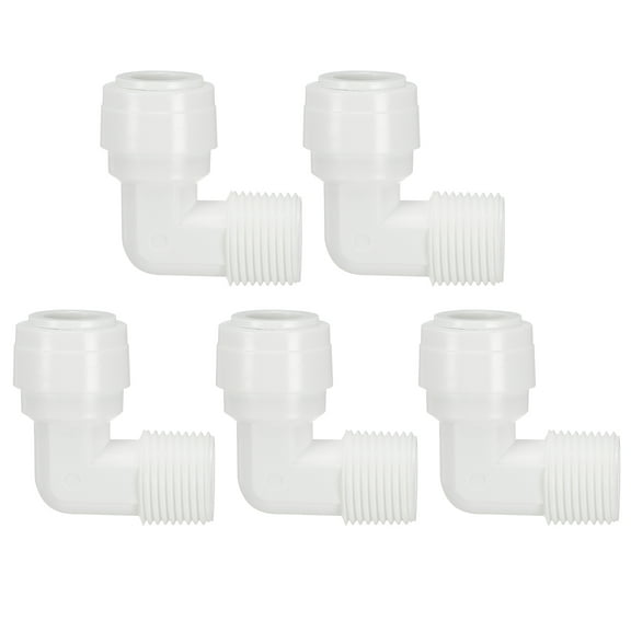 Uxcell Water Purifier Elbow Quick Connector 3/8" NPT Male x 1/4" OD Tube, White 5 Pcs
