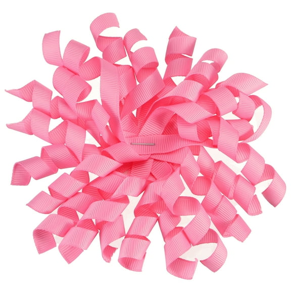 Uxcell 4 Inch Grosgrain Curly Bows for Gift Wrapping Self-Adhesive Curly Ribbon Twist Tie Bows Rose Pink 6 Pcs