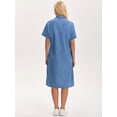thumbnail image 4 of DARING DIVA Midi Denim Short Sleeve Button Down Tunic Jean Dress M Sky Blue, 4 of 7