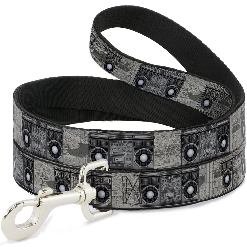 Buckle-Down Pet Leash, Dog Leash, Boombox, 4 Feet Long 1.0 Inch Wide