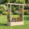 thumbnail image 2 of Costway 1 PCS Wooden Raised Garden Bed with Trellis & Hanging Roof, Drainage Holes for Plants Natural, 2 of 10