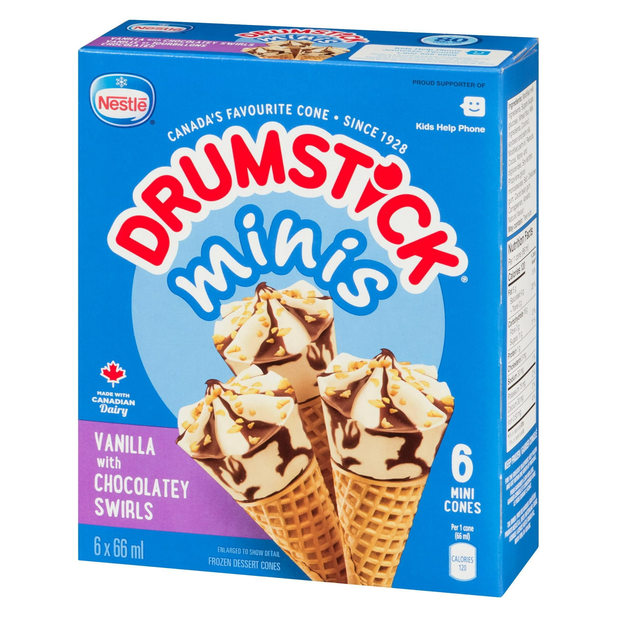 NESTLÉ® DRUMSTICK® Minis Vanilla with Chocolatey Swirl Frozen Dessert Cones