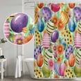 thumbnail image 5 of Easter Colorful Eggs Shower Curtain, Waterproof Shower Curtains for Bathroom, Spring Floral Polka Dot Green Striped Washable Fabric Bathtub Curtain Set Bath Decor with 12 Hooks Standard 72"x72", 5 of 8
