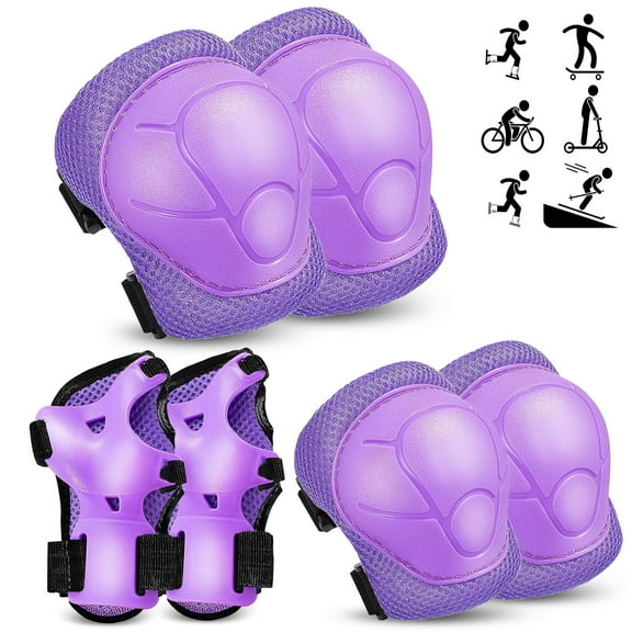 Rirool Kids Protective Gear Set - Knee Pads, Elbow Pads, and Wrist Guards for Skating, Cycling, Rollerblading, Scooter - Toddler to Teen Size (3-10 Years)