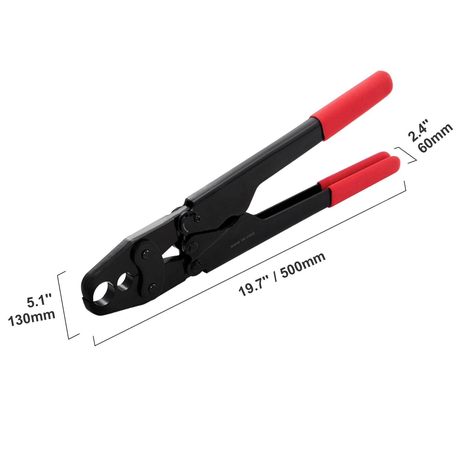 SKYSHALO PEX Crimping Tool, Dual Head Combo PEX Crimper Tool for 1/2" and 3/4" PEX Copper Crimp Rings, Compact Plumbing Crimp Tool with Go/No-Go Gauge, Well-Polished Jaw