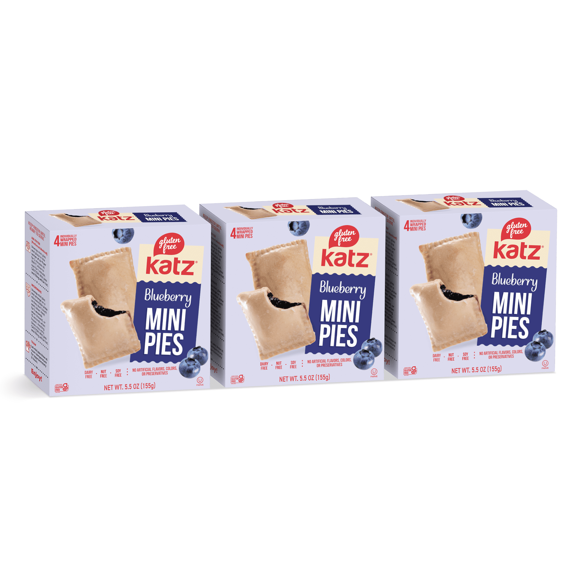 Katz Gluten-Free Mini Pies - Blueberry |Gluten-Free Dairy Free Nut Free Soy Free Kosher | (3 Pack 5.5 Ounce Each)