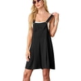 thumbnail image 4 of JWD Women's Rompers summer sleeveless short Jumpsuits Button adjustment with pocket Black L, 4 of 8