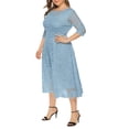thumbnail image 5 of Eternatastic Womens Scooped Neckline Floral lace Top Plus Size Cocktail Party Midi Dress 3XL DustyBlue, 5 of 5
