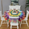 thumbnail image 2 of Colorful Rainbow Tie Dye Spiral Pattern Round Tablecloth 60"x60",Wrinkle Wipeable Table Cloth for Kitchen Dining Room Picnic Patio Party, 2 of 6