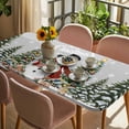 thumbnail image 3 of Grey Christmas Snowman Table Cloths for 3 Foot Rectangle Tables, Xmas Tree Snowflake Botanical Patio Waterproof Elastic Fitted Tablecloths, Washable Rectangular Table Cover for Camping, 3 of 8