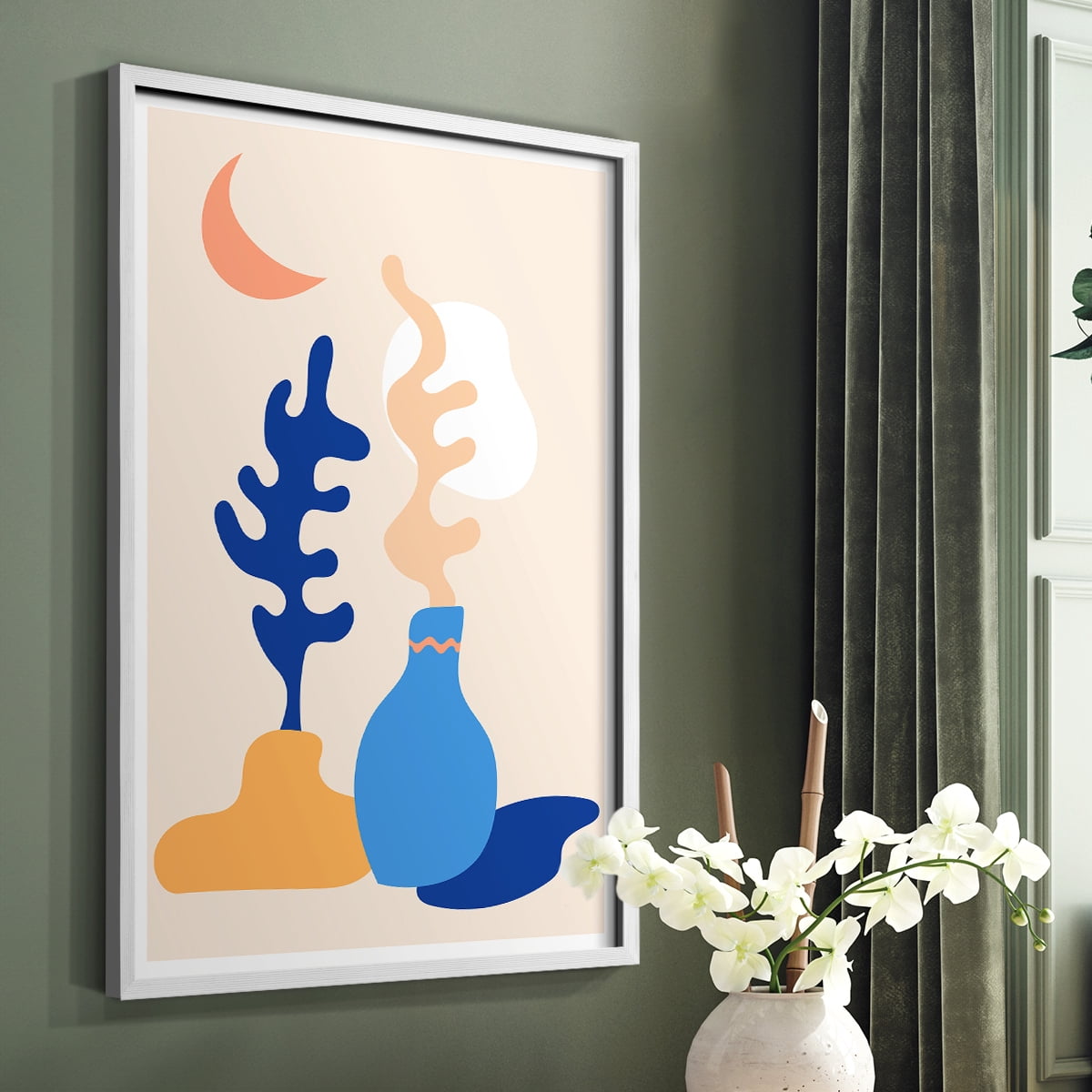 Matisse CDLXX in White Solid Wood Framed Print No Nail Hanging