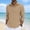 Khaki, variant on Mens Bamboo Linen Shirts Long Sleeve Blouses Slim Fit Textured Collared Shirts Quarter Zip Sweatershirts Casual Lightweight Dressy Blouses