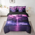 thumbnail image 2 of Homewish Boys Girls Purple Lightning Twin Bedding Sets 7-Piece,Abstract Gradient Bedding Comforter Set Microfiber,Natural Disaster Breathable Sheet Sets,Microfiber Bedroom Decor,Reversible, 2 of 8