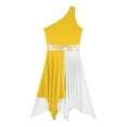 thumbnail image 3 of YONGHS Women's Asymmetrical Liturgical Praise Dance Dress One Shoulder Color Block Lyrical Dance Costume Yellow XL, 3 of 7