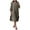 Army Green-02, variant on Perfectbot Plus Size Linen Dresses for Women Casual Crew Neck 3/4 Sleeve Button Down Midi Dress with Pockets