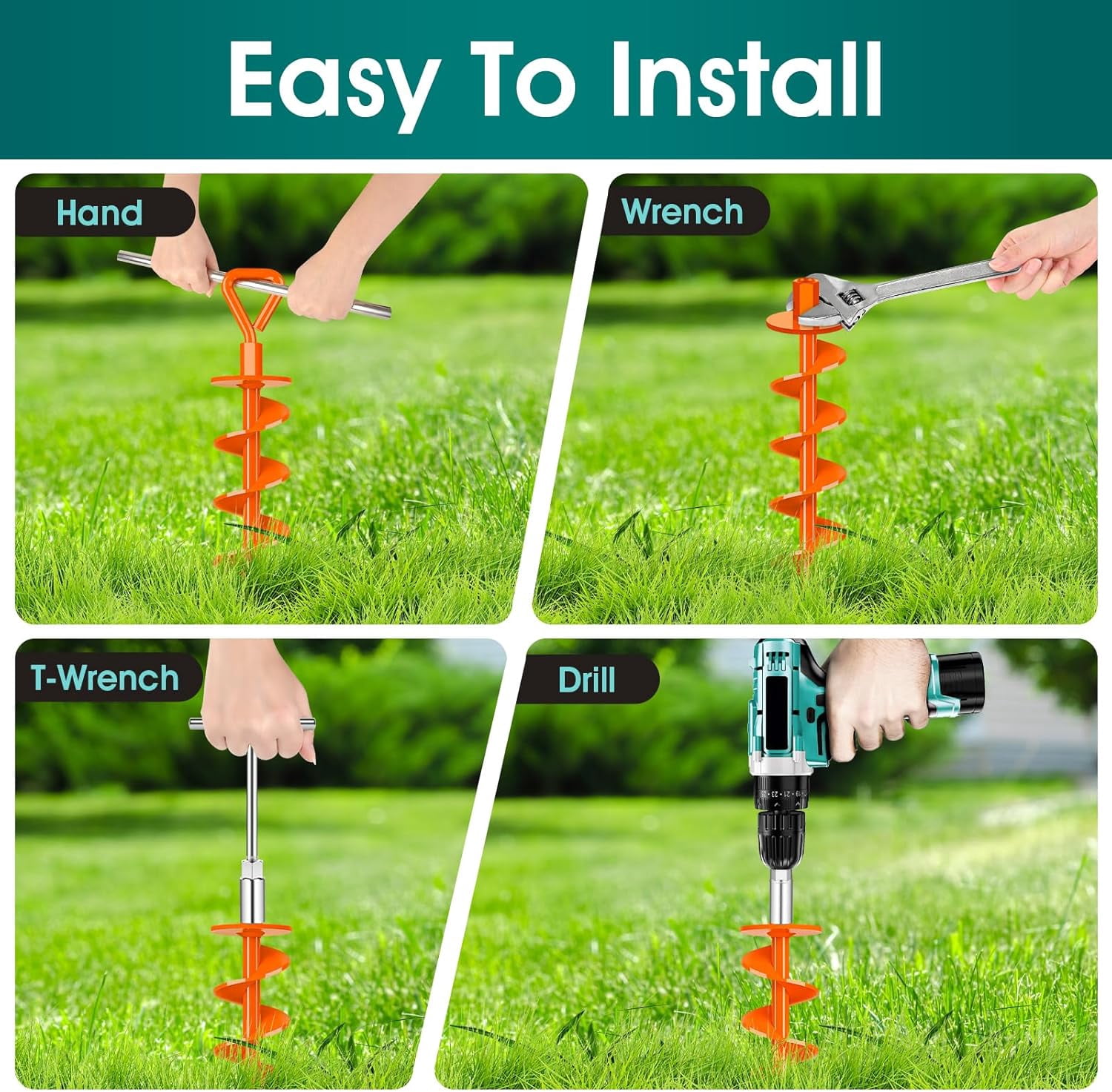 Heavy Duty Ground Anchors Screw in - 8 Pack Orange  Stakes for Tent Trampoline Gazebo High Wind Stability