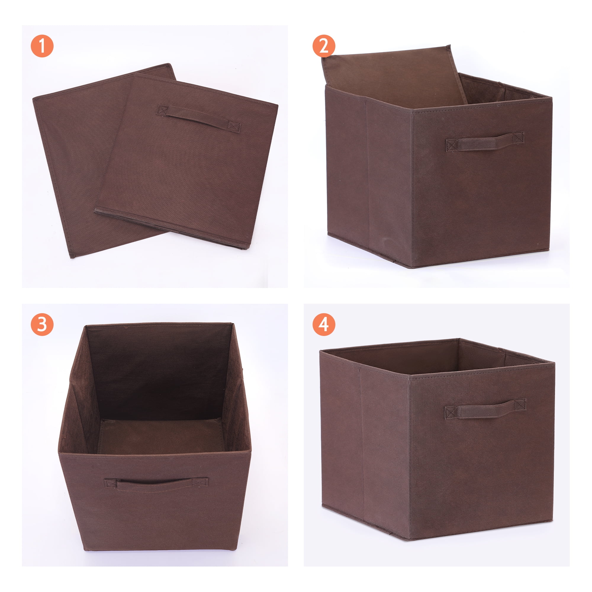 Unique Bargains Fabric Storage Cube Storage Bin Coffee 15*13*13in