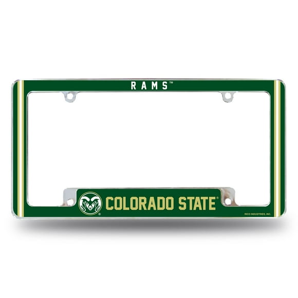 Rico Industries NcAA colorado State Rams Primary 12 x 6 chrome All Over Automotive License Plate Frame for carTruckSUV