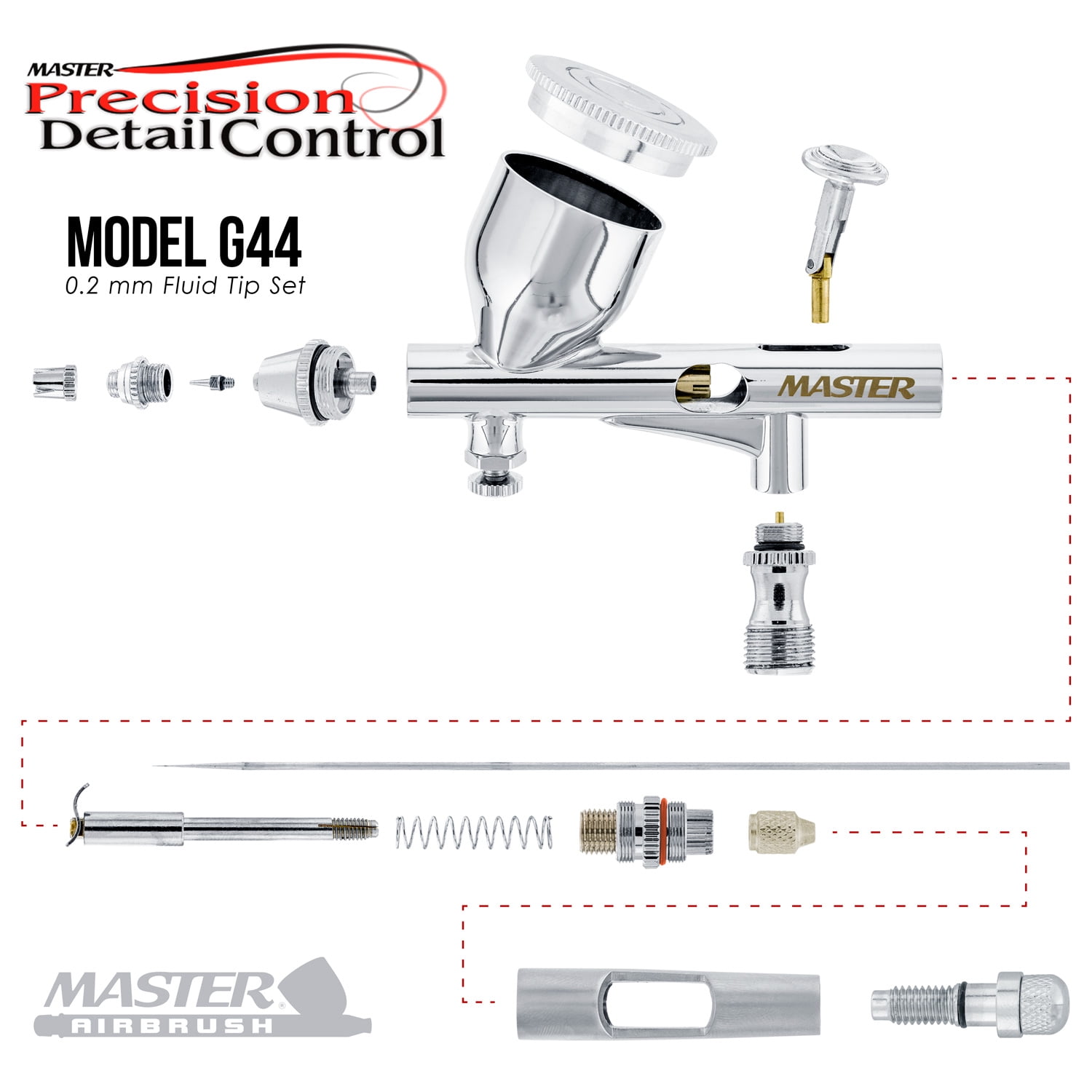 Pro .2 Micro Precision Dual-Action Gravity Airbrush Set Kit MAC Auto Paint Hobby