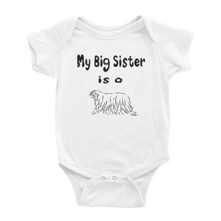 

My Big Sister Is A Hungarian Puli Dog Cute Baby Clothing Bodysuits Boy Girl Unisex