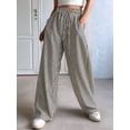 thumbnail image 4 of Women'S Striped Wide Leg Lounge Pants Knot Front High Waisted Baggy Pants Trousers Streetwear Black & White XL, 4 of 8