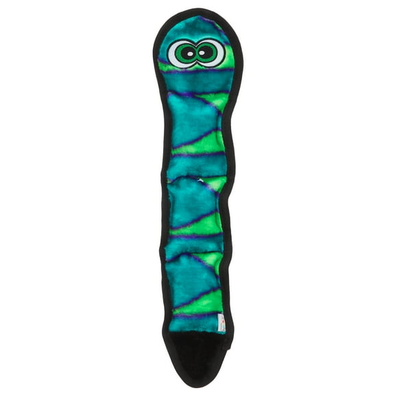 Outward Hound Durablez Stuffing-Free Squeaky Interactive Dog Toy, Tough Plush, Snake, Blue, Large