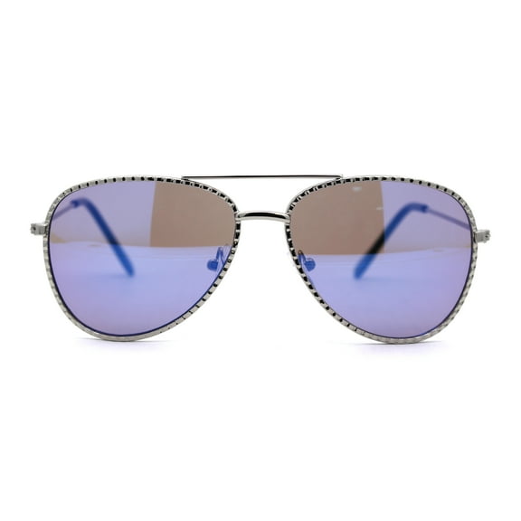 SA106 Kids Girls Bling Luxury Designer Fashion Metal Sunglasses Silver Blue